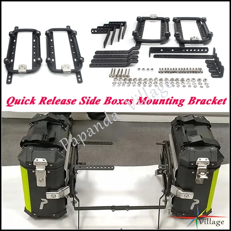 Motorcycle Side Boxes Quick-Release Mounting Bracket Kit Universal Detachable Luggage Trunk Cargo Side Case Mount Support Holder