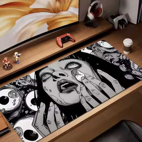 Horror anime girl Mouse Pad rubber anti-slip Desk Mat gamer pc accessories Gaming mat keypad mousepad suitable for work and game