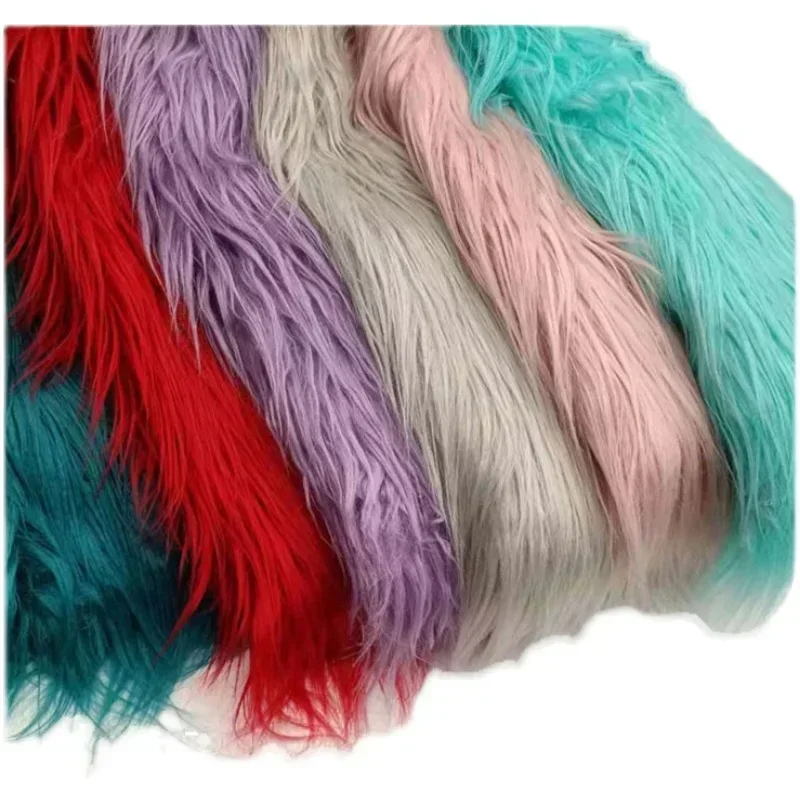 Long Hair Plush Fabric Faux Beach Wool By The Meter for Toys Pillowcases Carpet COSplay Diy Sewing Soft Fur Cloth Plain Blue Red