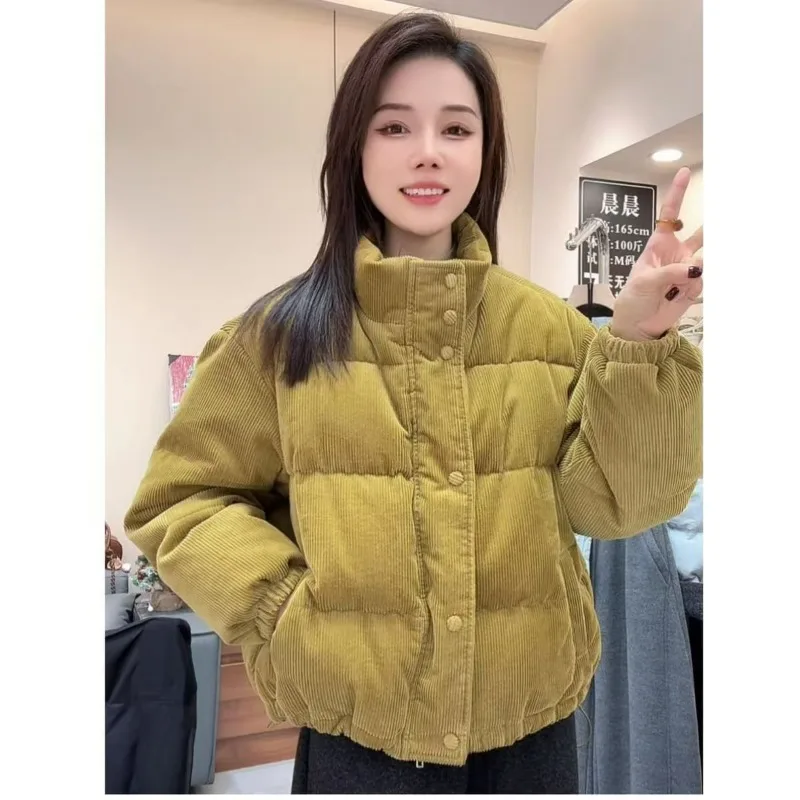 Large Size Women's Corduroy Bread Cotton Jacket Autumn Winter New Loose Thick Warm Harajuku All Match Female Outerwear Coat