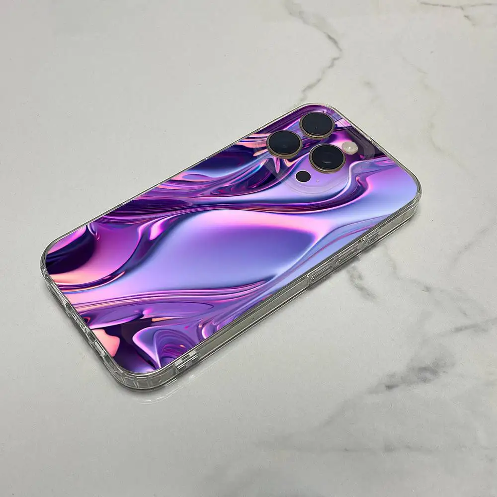 Funda de teléfono artística con textura líquida abstracta para iPhone 17,16,15,14,13,12,11,Plus,Pro,Max,Plus,E,Air,Mini transparente