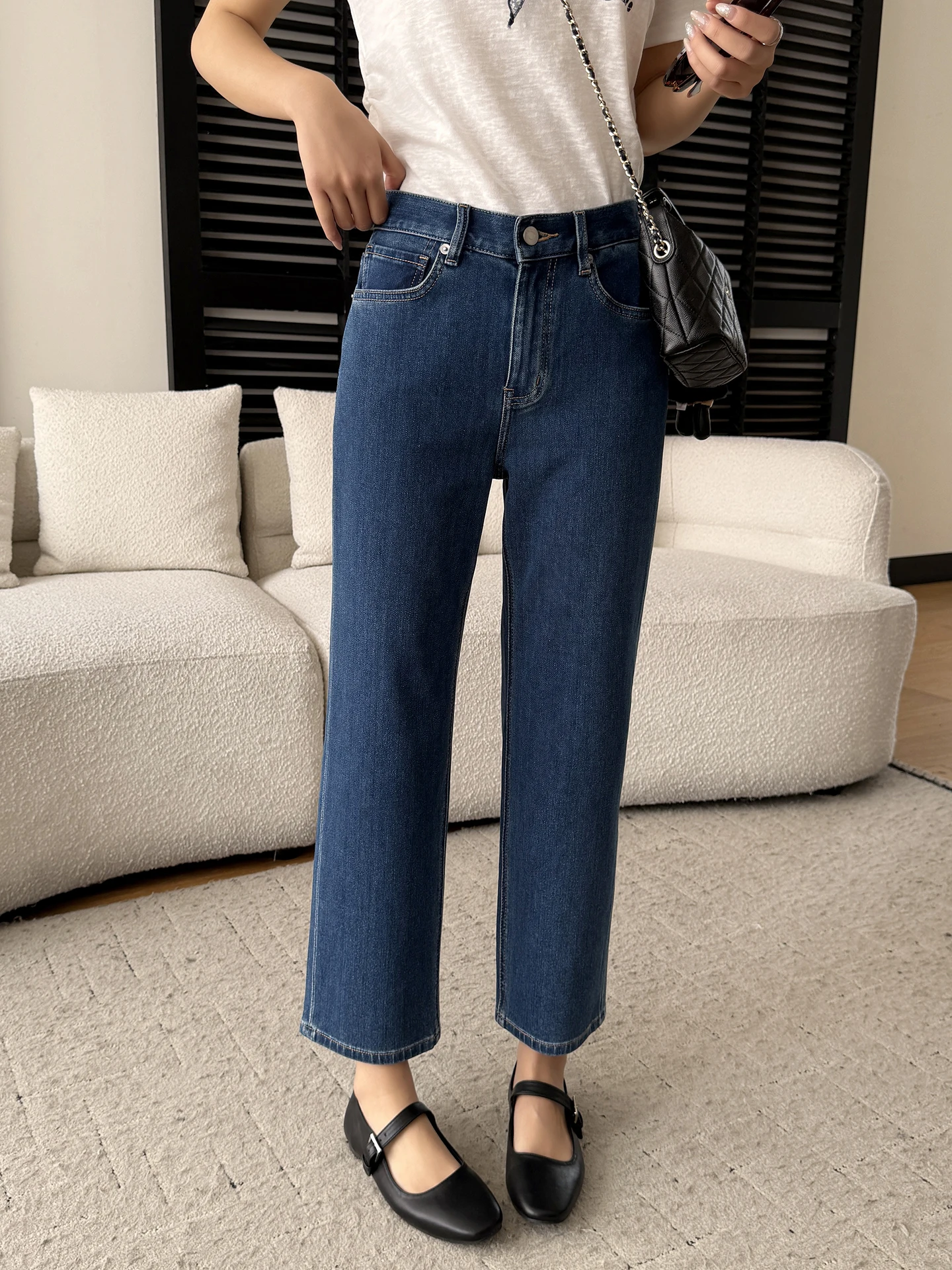 

Классические джинсы из лицелла для женщин, прямого кроя, утягивающие, длиной 7/8, новая весенняя модель, устойчивые к сминанию и деформации