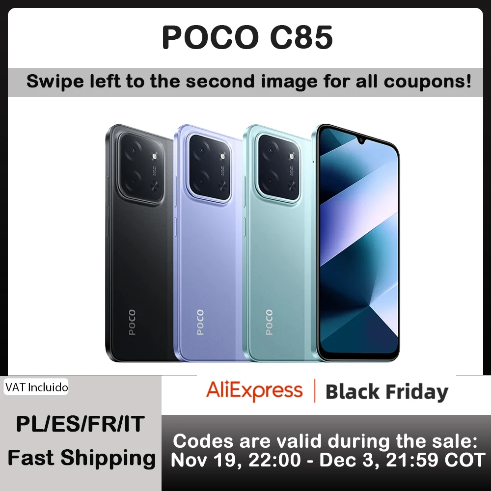 Xiaomi POCO C85 Smartphone NFC 50MP double cam�ra avec �cran immersif AI 6.9, puissant processeur octa-core 6000mAh