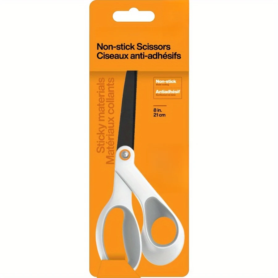 (2個パック) 8インチ 大人用 ノンスティック チタン製はさみ ソフトグリップ付き、オレンジとグレー