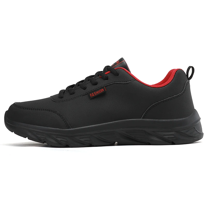 Black Running Shoes Waterproof Artificial Leather Sneakers Outdoor Sport Shoes Men Lightweight Walking Casual Sneakers for Men