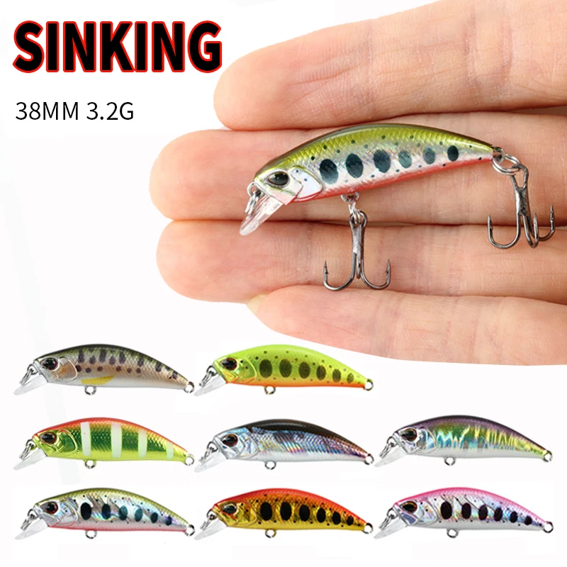 1Pcs 38mm/48mm/45mm Japanese Fishing Lure Mini Minnow Bass Trout Lure Wobbler Fishing Micro Lure Sinking Fishing Bait Pesca