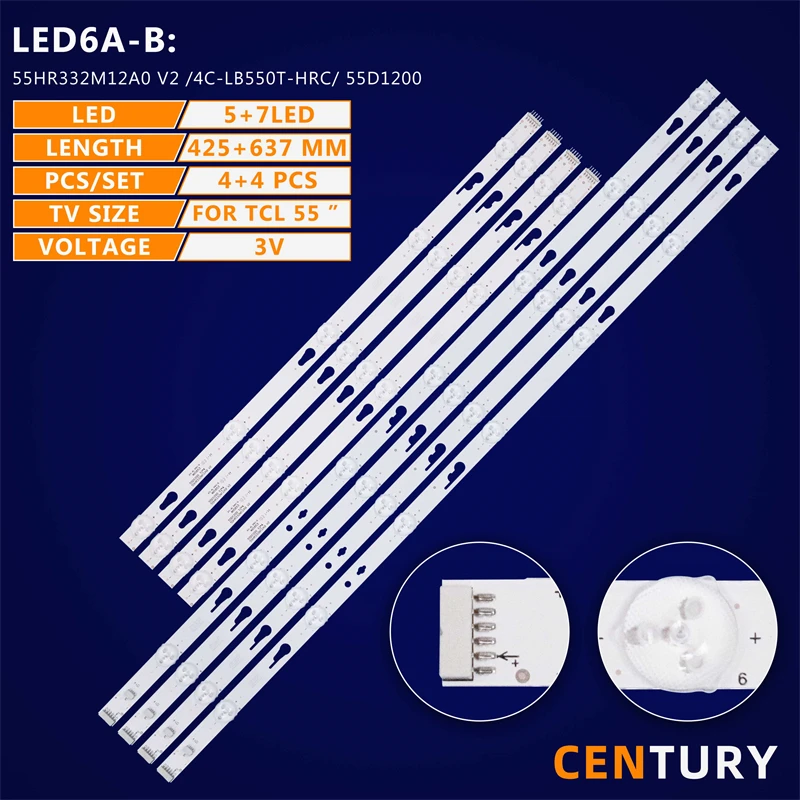 Tira de luces LED de retroiluminación, accesorio para TH-55FS435Q Ple55s09uhd 55pfl5504, 55HR332M12A0 V2 /4C-LB550T-HRC/ 55D1200, 5 Juegos