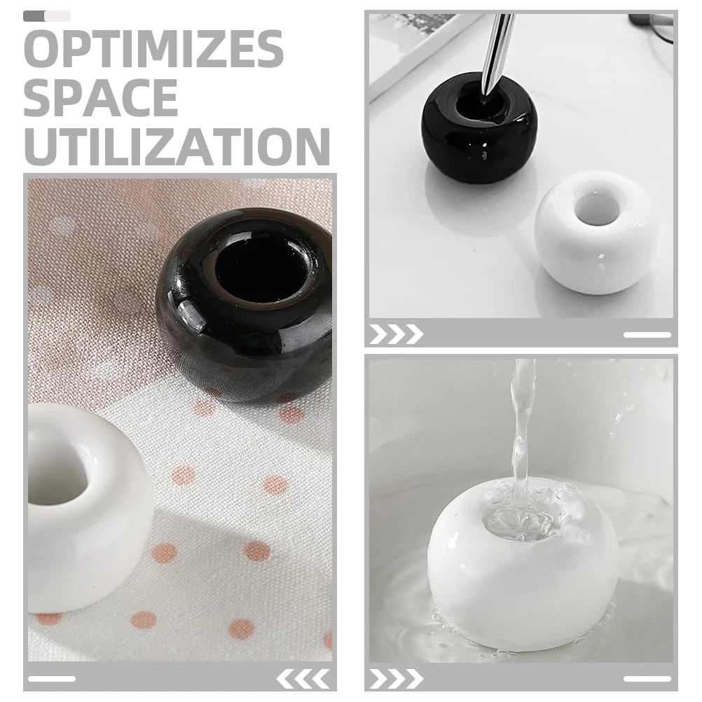 

2Pcs Ceramic Toothbrush Holder Bathroom Organizer Electric Regular Toothbrush Stand Compact Design Sturdy Base Support