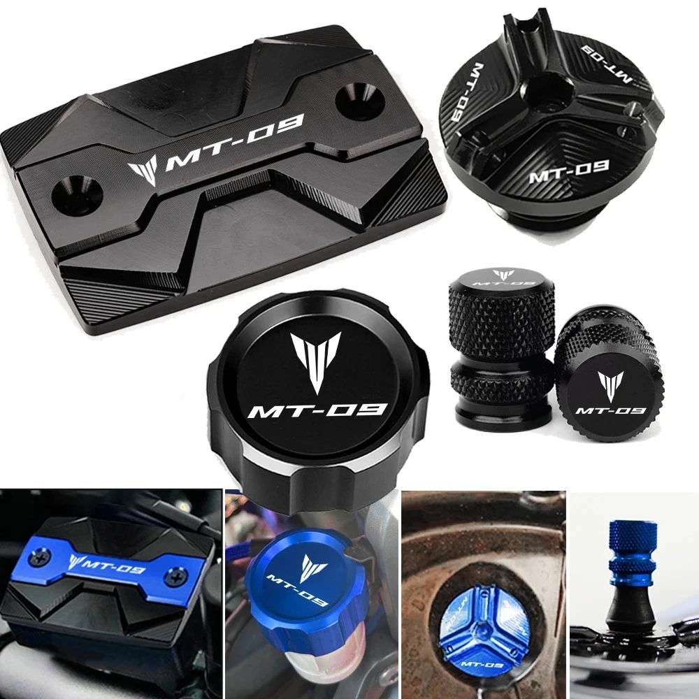 

For Yamaha MT09 MT-09 FZ09 2015-2019 2020 Motorcycle Parts CNC Oil Filler Cap Front and Rear Brake Fluid Tank Cap Reservoir Caps