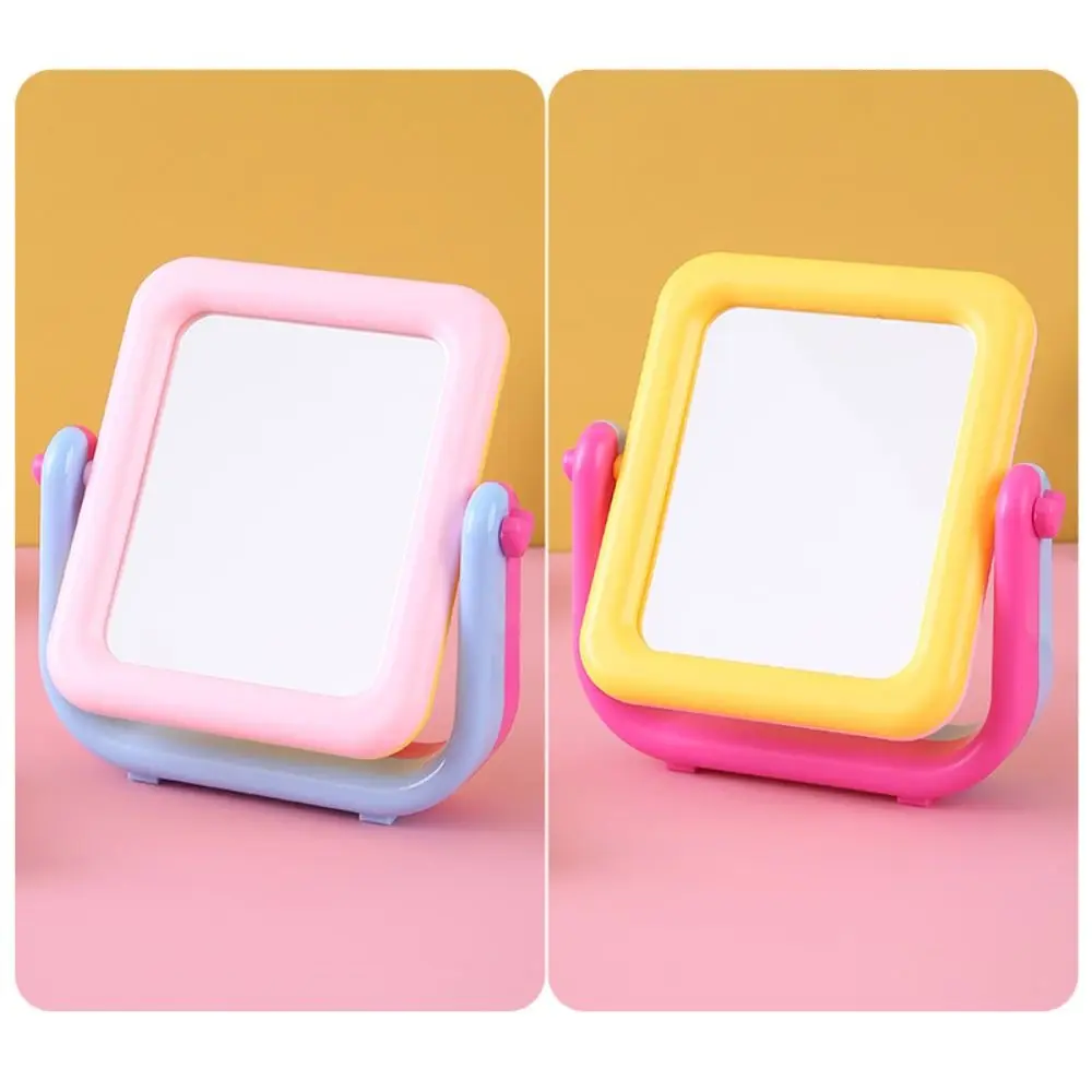 Novo criativo espelho de maquiagem de mesa bonito portátil rotativo espelho de vaidade macaron cor dos desenhos animados ferramentas beleza