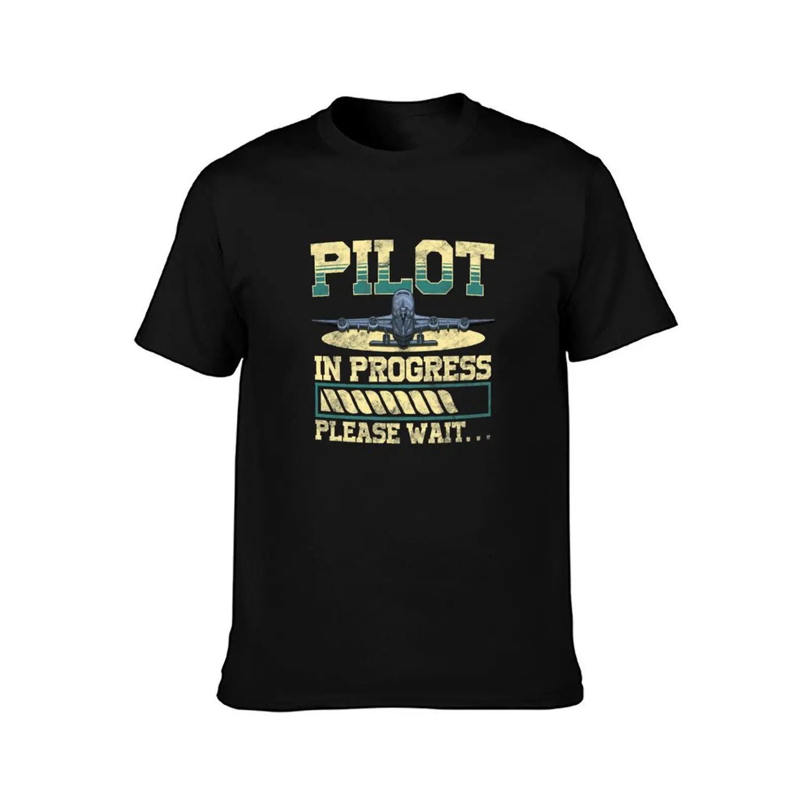 Funny Pilot In Progress Please Wait Airplane Pilot T-Shirt Work Wear Short Sleeve T-Shirt
