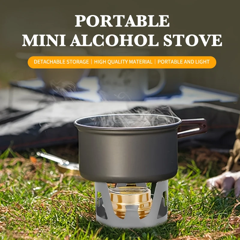 

Портативная мини-спиртовая плита, горелка, регулируемая огневая мощь, уличная кемпинговая спиртовая горелка, сверхлегкие латунные походные печи