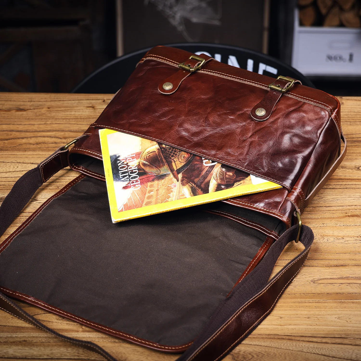 S.WORKER Vintage Echtleder Herren-Umhängetasche Crossbody-Taschen Crazy Horse Rindsleder Schultertasche Top-Layer Mode – Detail 18