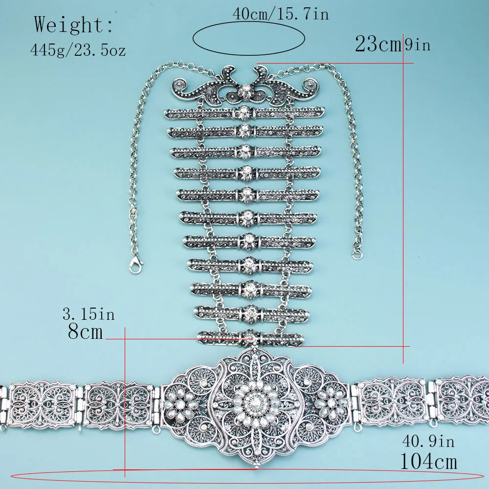 التقليدية Türkiye القوقاز حزام الزفاف مجموعة مجوهرات الزفاف الرقص اكسسوارات خمر المعادن النقش نمط حزام قلادة #6