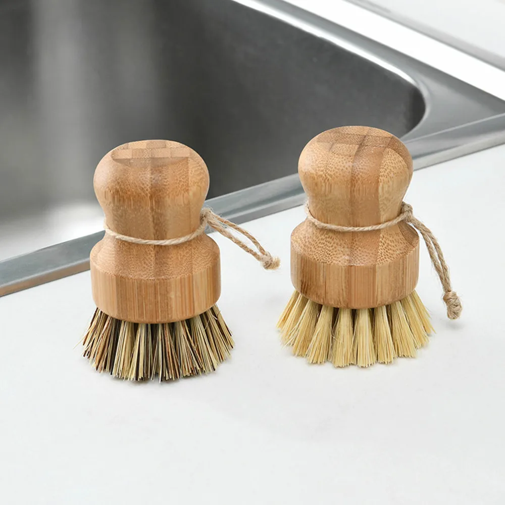 

Kitchen Dish Scrub Brushes Wooden Cleaning Scrubbers for Stove Washing Cast Iron Pan Pot Natural Sisal Bristles