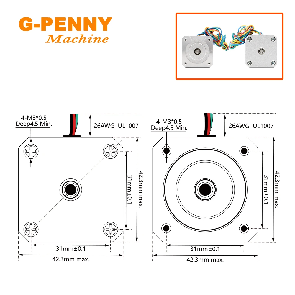 G-Penny Nema17 42HS4825A4 Шаговый двигатель 2,5 А 0,50 Нм 71 унций-ИН 1,8 градуса 4-выводной для 3D-принтера с ЧПУ