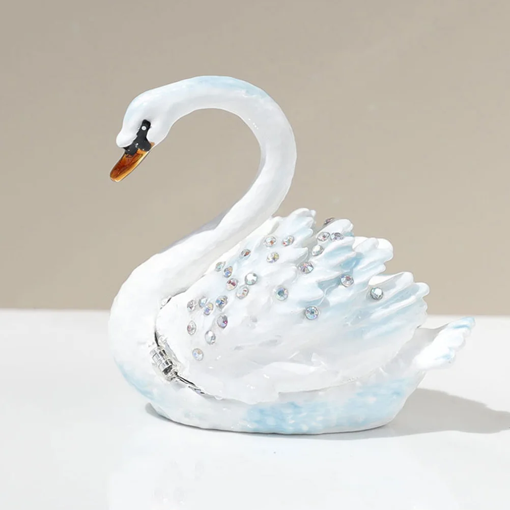 Jewelry Box Swan Shaped Holder Boxes for Girls Desktop Alloy Case Organizer Small