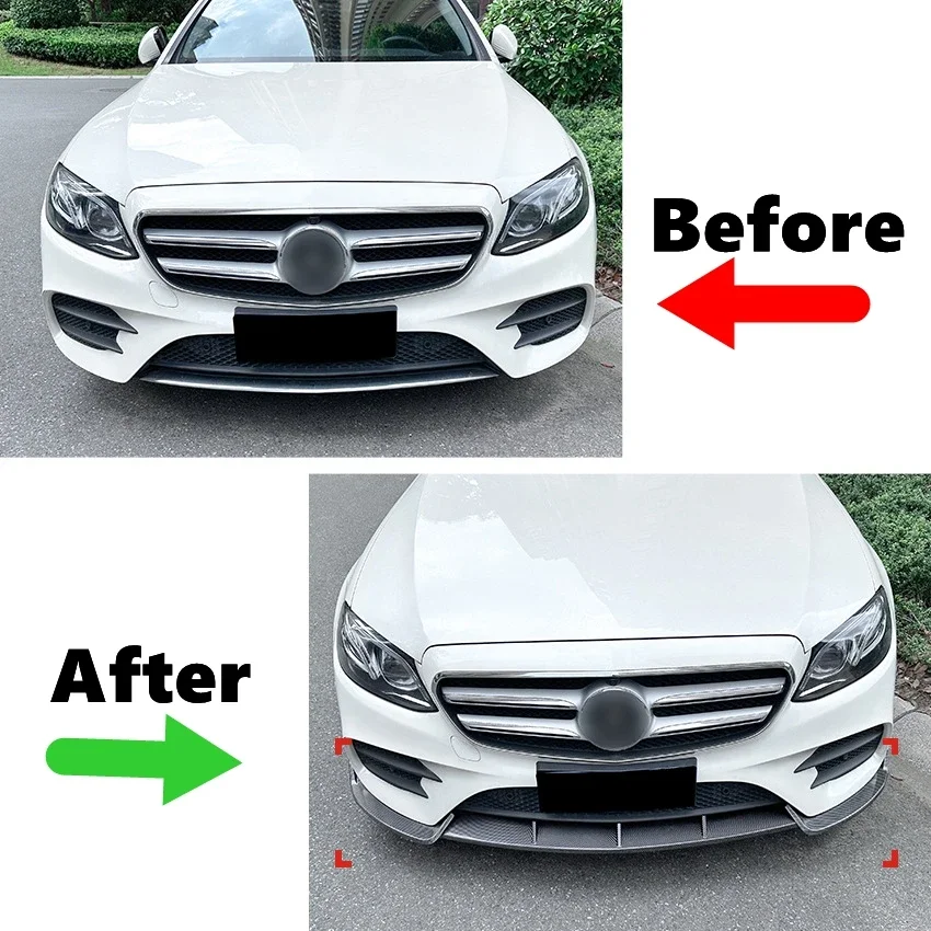 For Mercedes-Benz E-Class W213 E260 E300 E43 AMG 2016-2020 Front Spoiler Bumper Lip Lower Blade Splitter Front Apron Lip