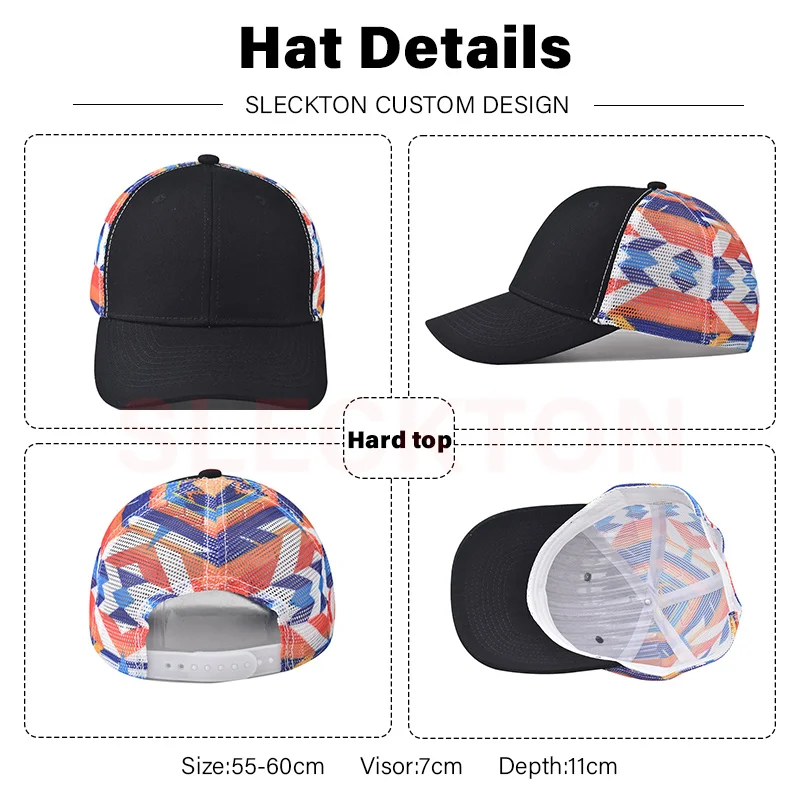 SLECKTON Custom Baseball Cap for Men and Women Embroidery Mesh Caps Design LOGO Print Cotton Hat Trucker Hat Wholesale Unisex