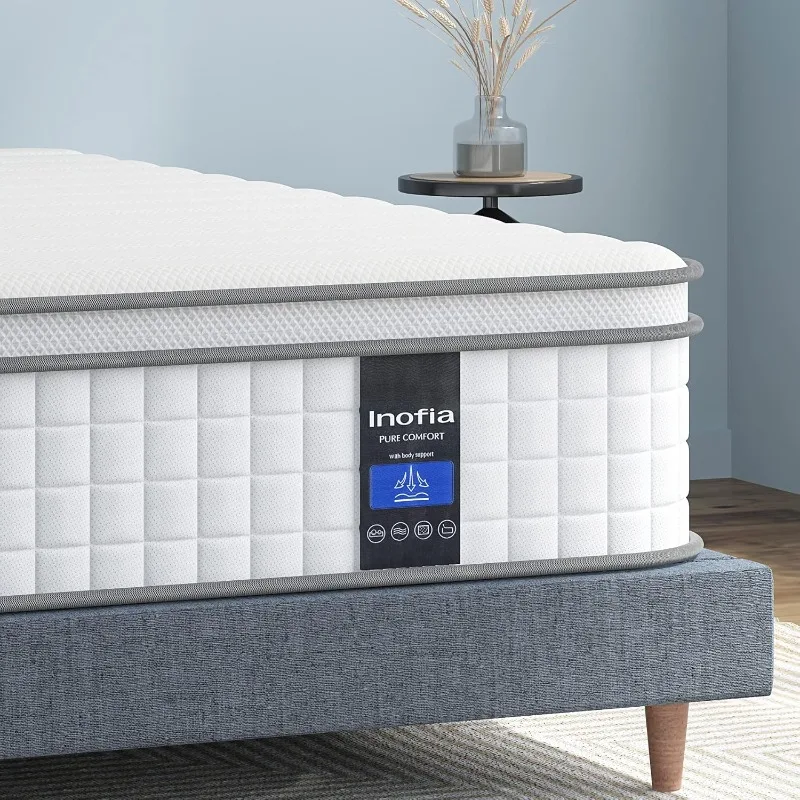 

10 Inch Queen Size Mattresses, Layers of Cool Memory Foam with Motion Individually Pocket Coils,Supportive & Pressure Relief