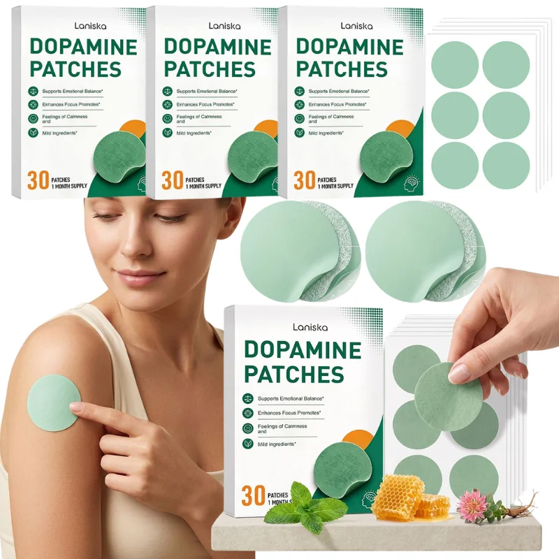 30Pcs Natural Herbal Dopamine Support Patches Mild Plant Ingredients Help Relaxation Balance Improve Focus Calming Body Care