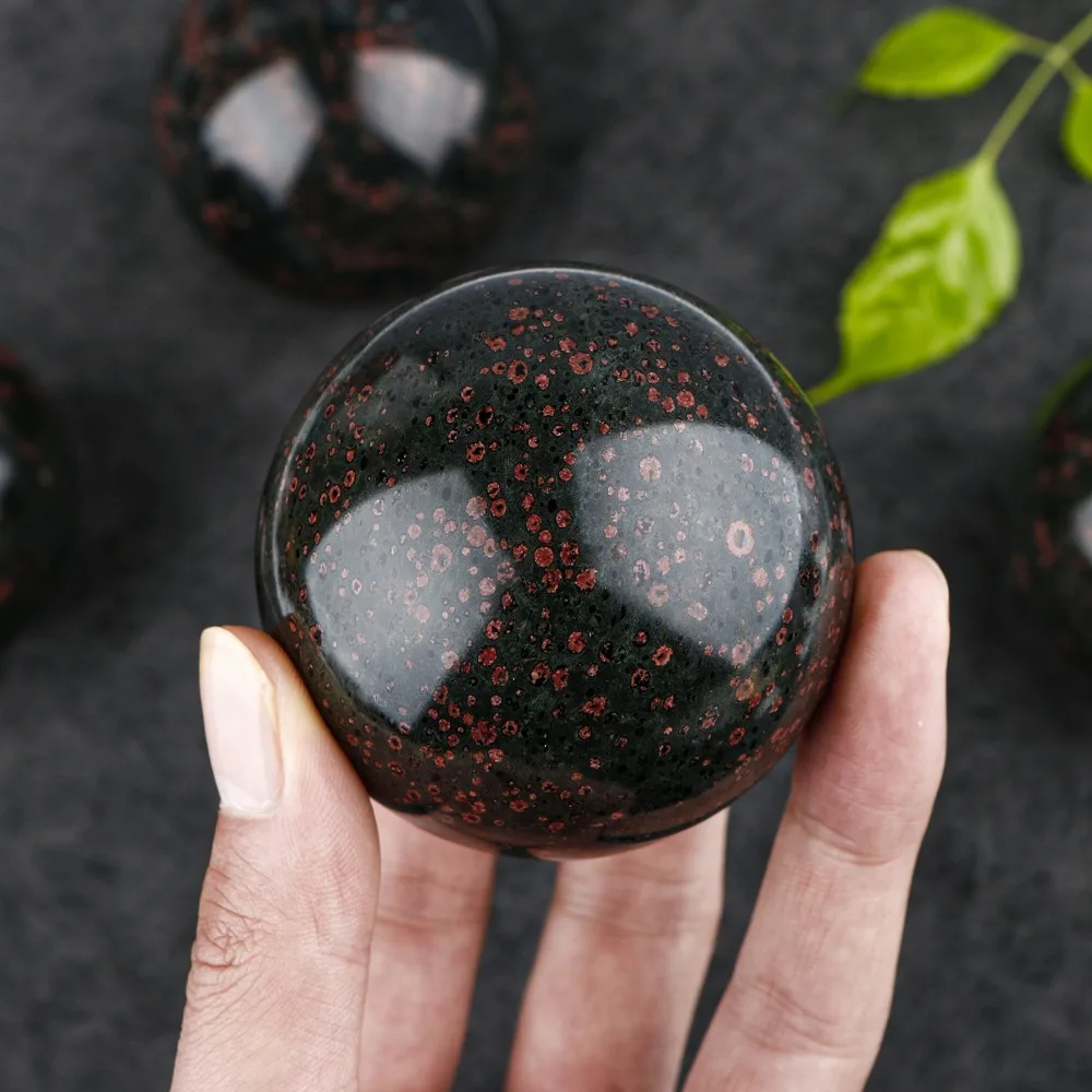 

Natural Plum Blossom Jade Sphere Crystal Ball Polished Healing Stone Ornament for Meditation Home Decor Collection