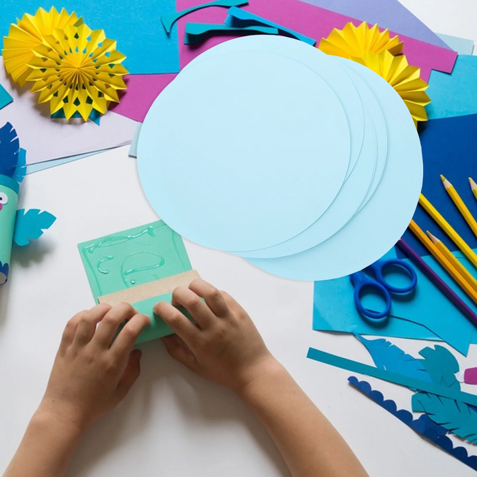 

20 Pcs Round Cardboard Diy Painting Decorations Other Drawing Paper Canvas Sky-blue