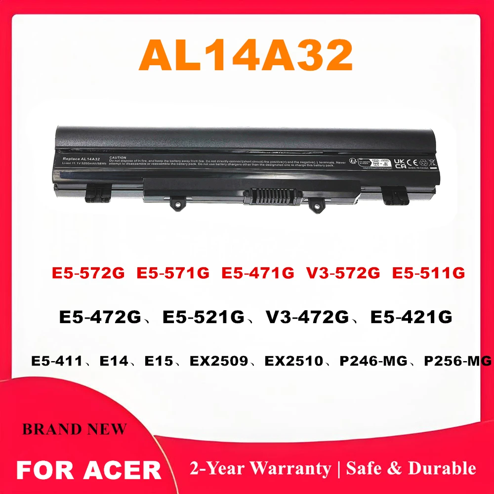 AL14A32  Laptop Battery for ACER E5‑572G E5‑571G E5‑471G V3‑572G E5‑511G E5‑472G、E5‑521G、V3‑472G、E5‑421G