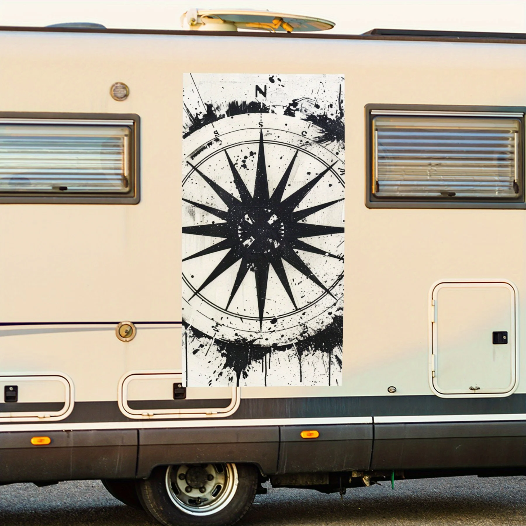 

Mystic Compass Art Motorhome Car Door Sticker PVC Self Waterproof Stick, Striking Auto Exterior Accessories Decor Protect Gift f