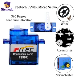 1/2/4/10/15PCS 4.8-6V 1.5KG Feetech FS90R Micro Servo Motor 360 Degree Continuous Motor Rotation Micro For Robot RC Car Arduino