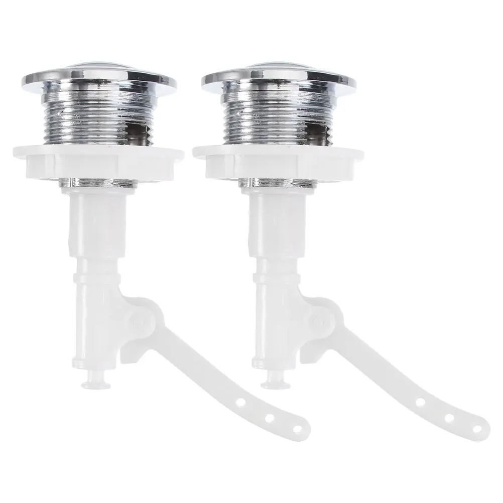 

2pcs Toilet Water Tank Push Button Rod Durable Plastic White Flush Handle Home Bathroom Replacement Practical Switch