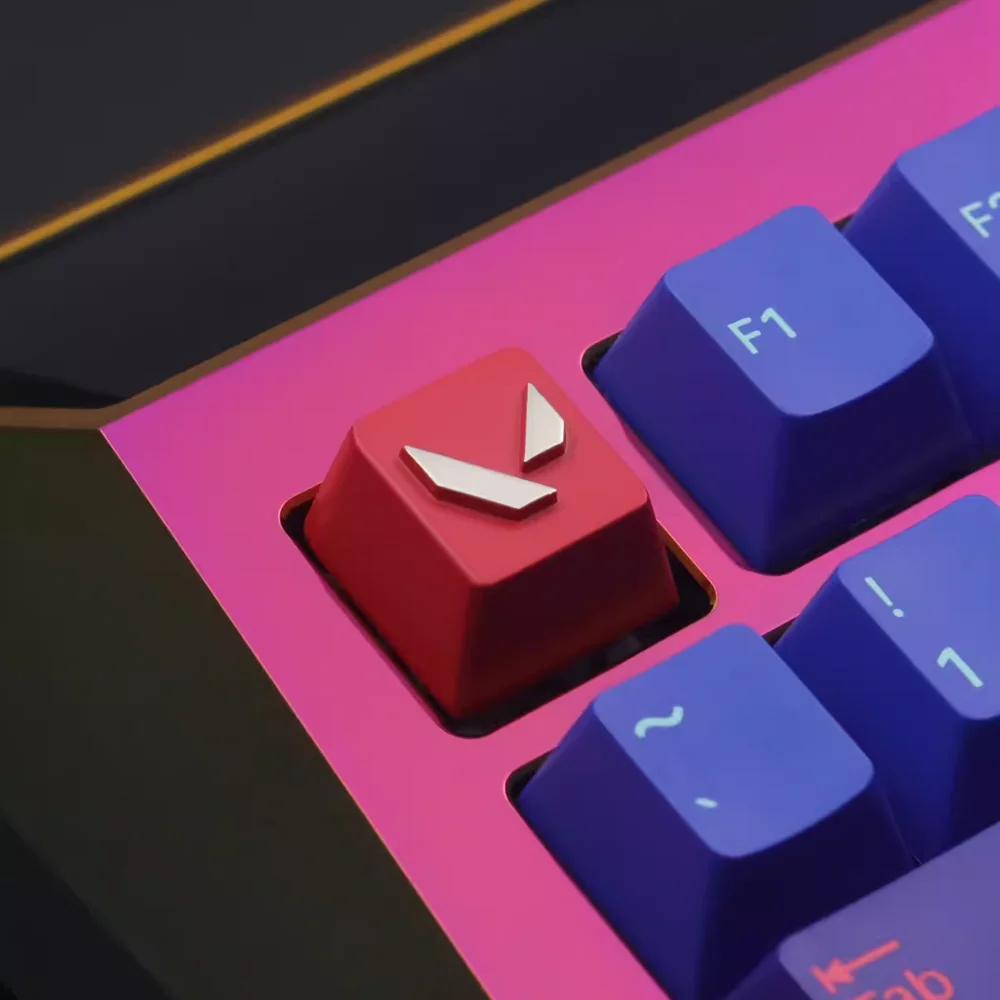 FPS Gaming Themed Zinc Alloy MX Keycap OEM R4 Height,Full Metal Laser-Engraved Design for Mechanical Keyboard（Valorant Inspired）