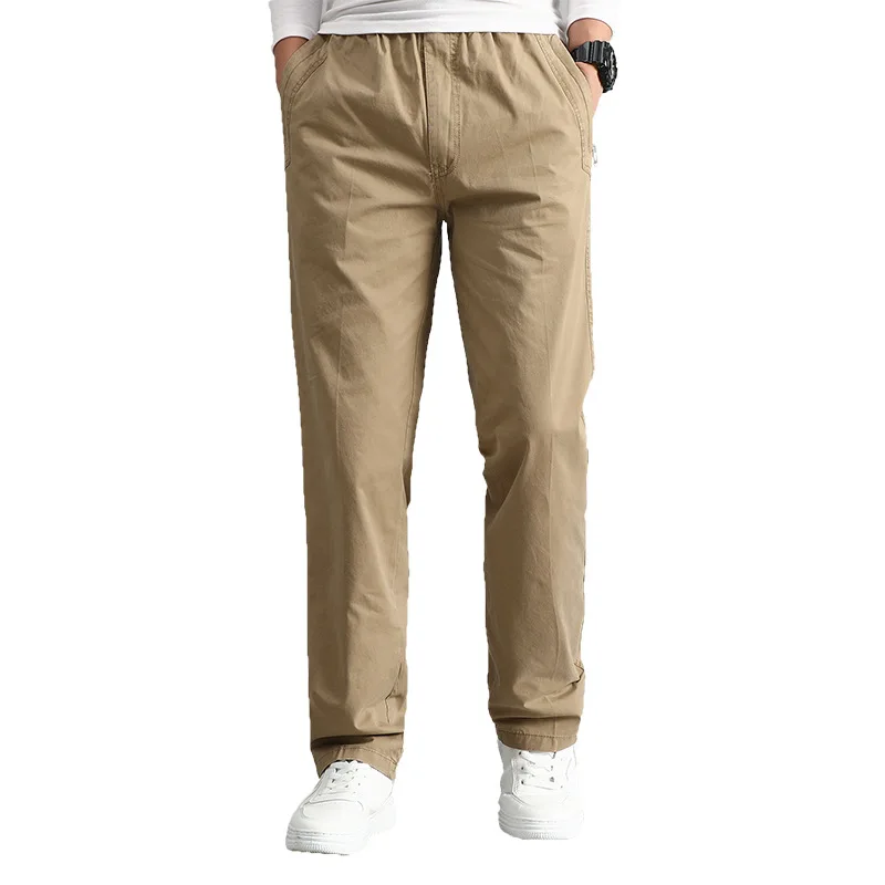 

European and American 's Mid-Waist Elastic Drawstring Straight-Leg Loose Plus Big Size Men's Pants