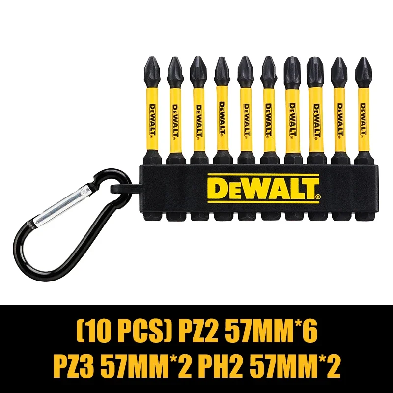 DEWALT DT7274 10PC Mixed PH/PZ 57MM FLEXTORQ Screw Driving Keyring Power Tool Accessories