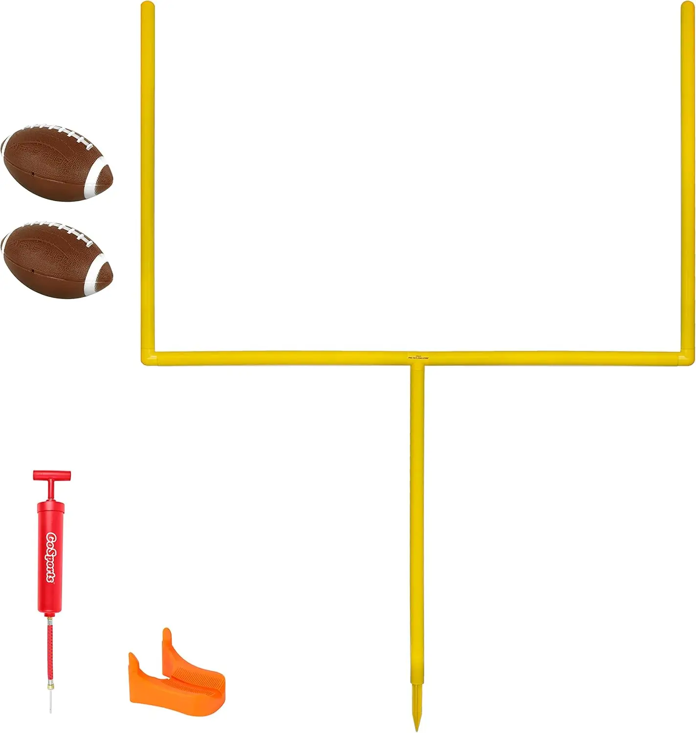 

Backyard Football Field Goal Set - 7.5 ft Tall, 6 ft Wide with Inflatable Balls and Tee