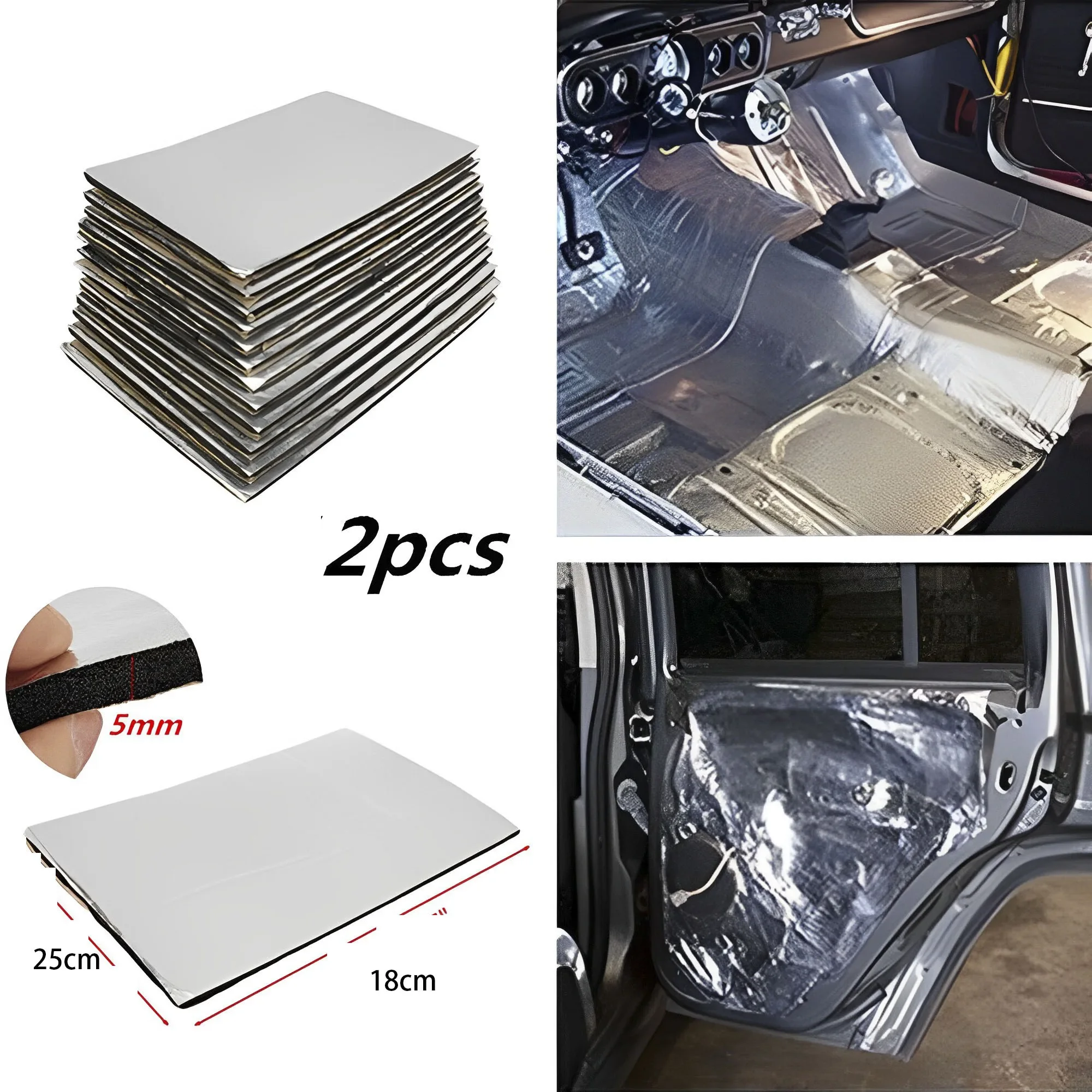 

2PCS 25*18cm Car Sound Deadener Heat Insulation Mat Multifunctional Sound Proofing Deadening Insulation Hood Insulation Silent
