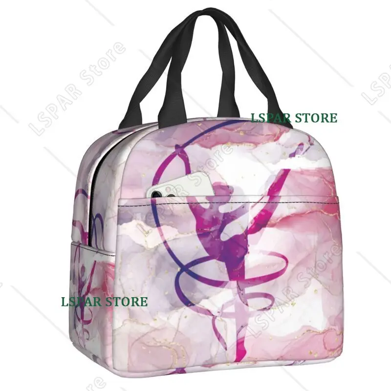 Bolsa de almuerzo personalizada para gimnasia rítmica, loncheras aisladas y cálidas para mujeres, niños y escolares