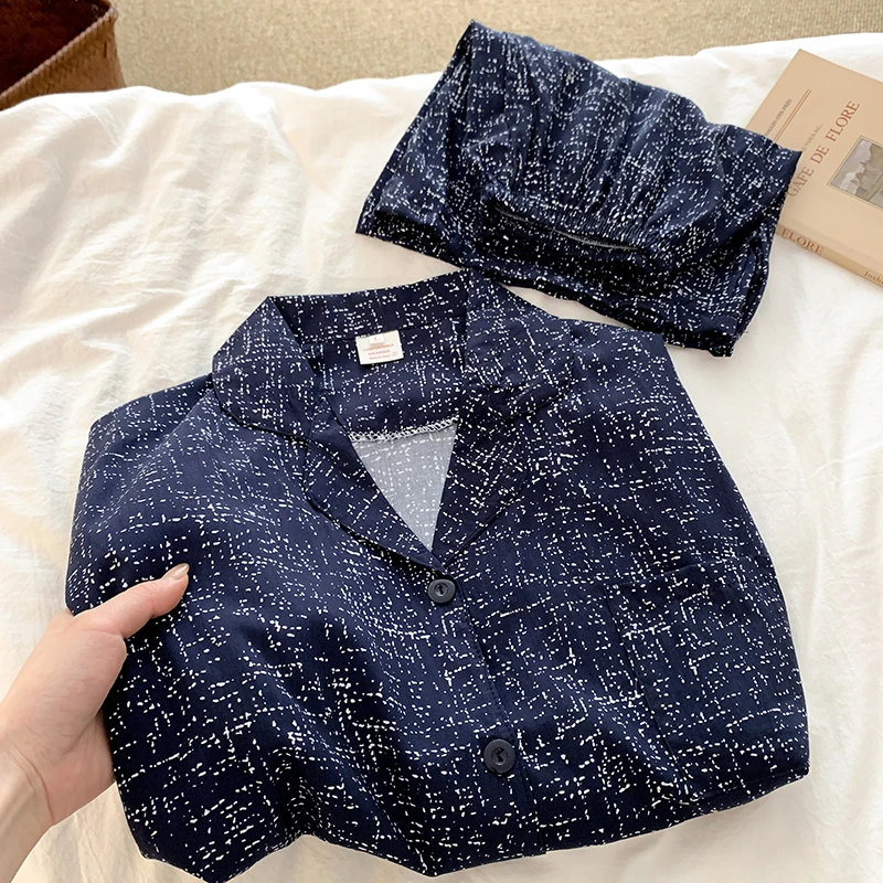 New Spring Summer High Quality Brief Women's Pajamas Set Turn-Down Collar Short-sleeved 2 Piece Pajamas Set Sleepwear Homewear