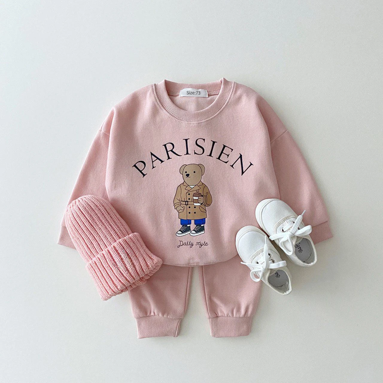 Baby Boy Girl Clothing Sets Children Bear Pullover Sweatshirts + Simple Solid Cotton Sports Pants 2pc Kids Clothes Boy New Suit