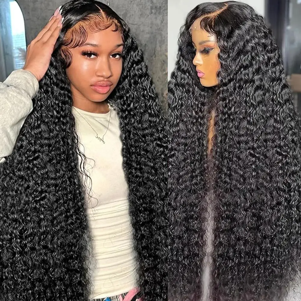 

44 Inch Water Wave Lace Front Wigs 200 Density 13x6 HD Lace Front Wigs Human Hair Pre Plucked Deep Human Hair for Black Women