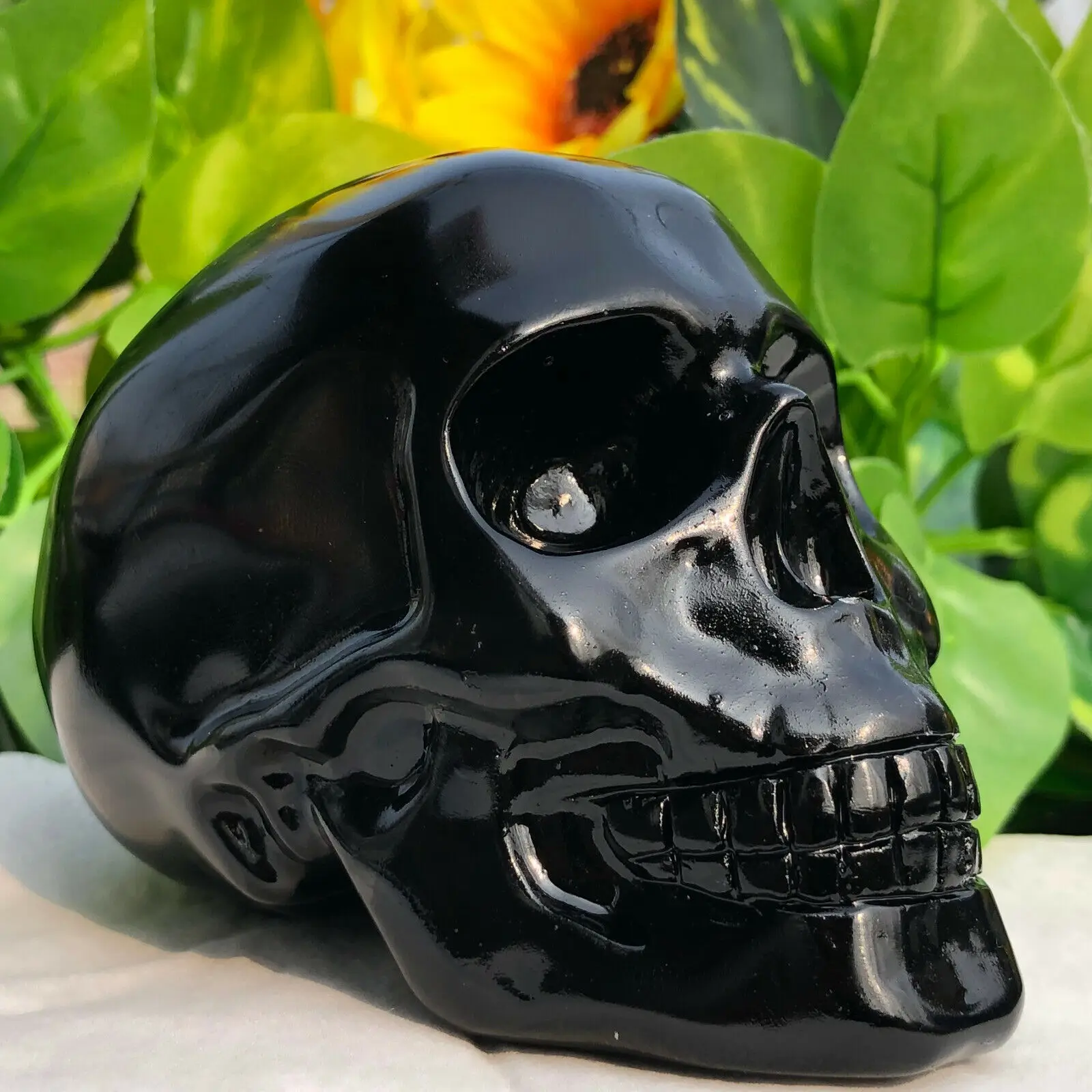 

Natural obsidian quartz skull, reiki healing, 1pc