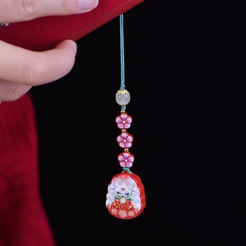 

Брелок для ключей с красной бабочкой и лисой, подвеска-амулет