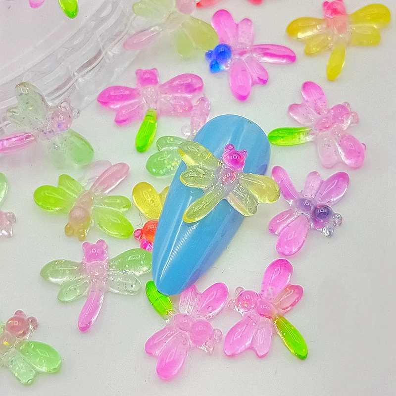 

50PCS Colourful Resin 3d Nail Art Dragonfly Charms Accessories Parts For Nails Decoration Product Supplies Manicure Material