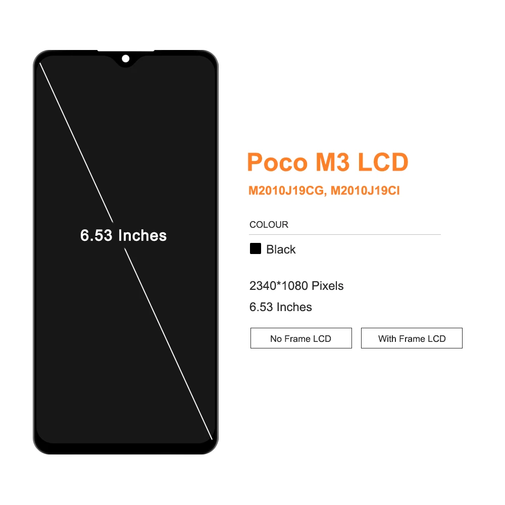 6.53 \'\'Per Xiaomi Poco M3 Display LCD Touch Panel Digitizer Per Poco M3 Pro LCD M2010J19CG M2010J19CT Display