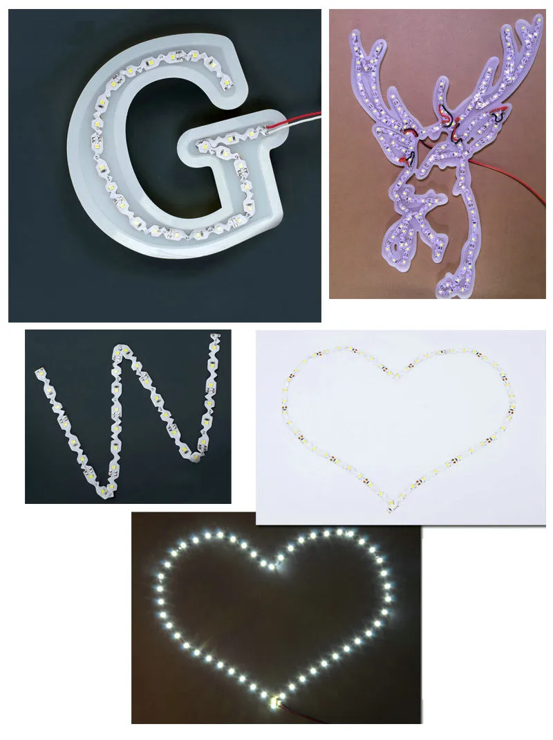 Bande lumineuse LED flexible en forme de S, lampe à bande, lumière blanche chaude, canal de pliage, type lettre S, 60LED, m, 5m, 12 V, 2835