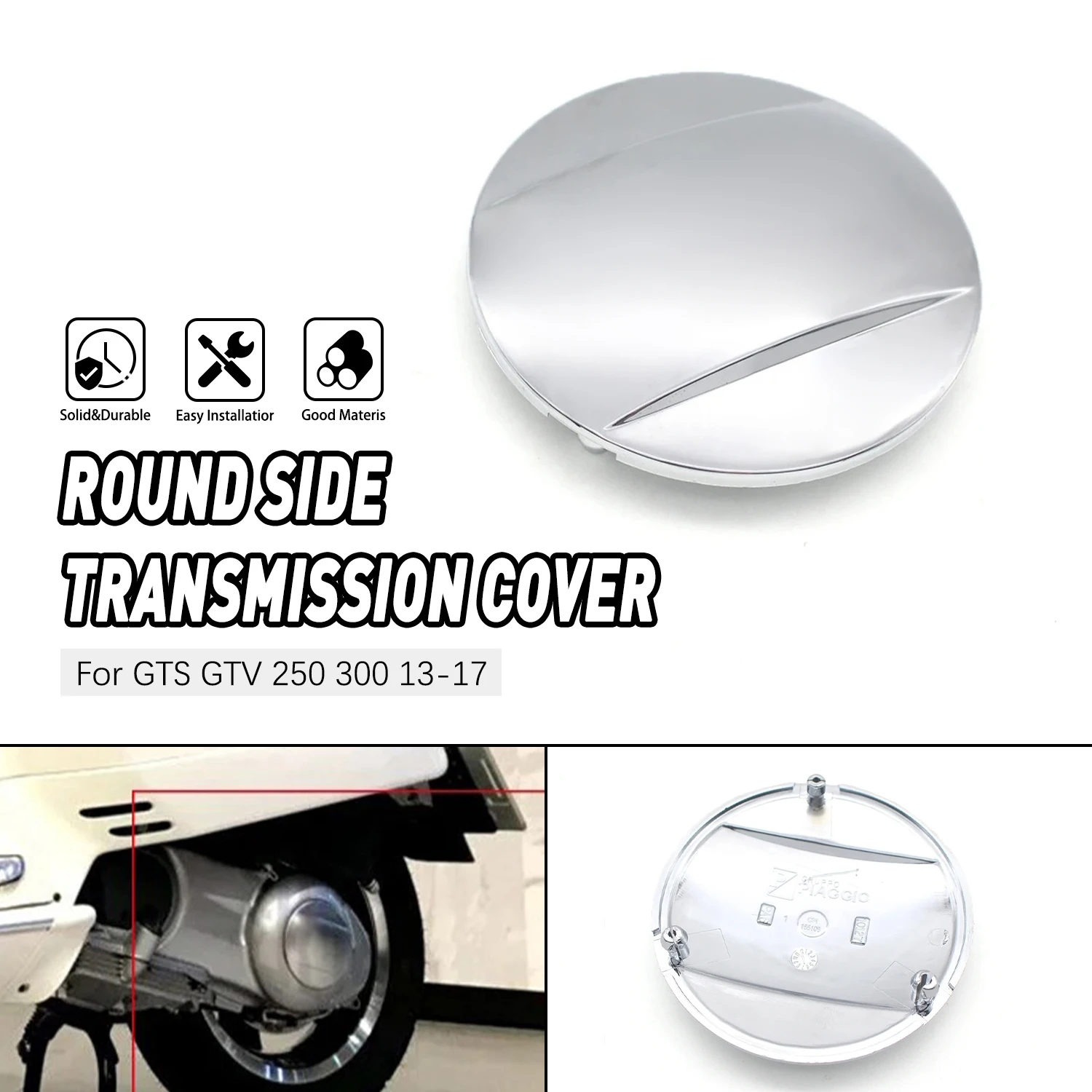 Motorcycle Plastic Plating Sliver Round Side Transmission Cover For GTS GTV 250 300 2013 2014 2015 2016 2017  Accesorios Moto