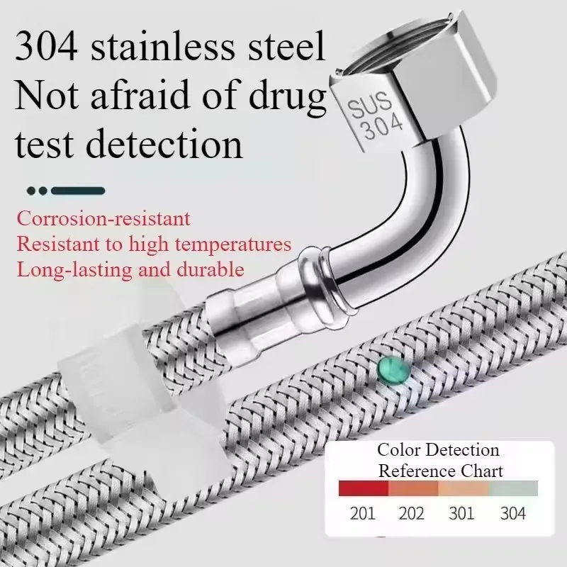 20-200cm Single Elbow/Double Bend Water Inlet Pipe G1/2 Stainless Steel Braided Flexible Hose for Bathroom Toilet Water Heater
