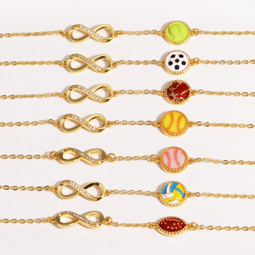 Baseball/Softball/Football/Soccer/Basketball/Tennis/Volleyball Infinity Bracelets for Girls Women Sport Accessories Jewelry Gift