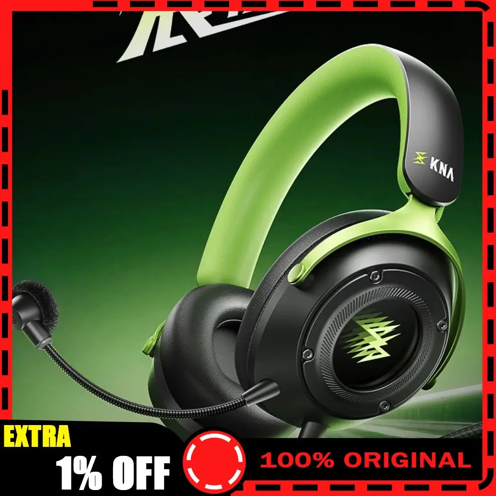KNA Dark Pivot Wired Over‑Ear Gaming Headset FPS E‑Sports Headphone ENC Noise-canceling Mic Vibration Engine Sound Positioning