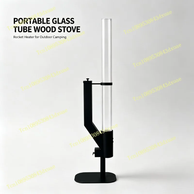 Rocket Stove - Stainless Steel Pellet Stove with Integrated Glass, Portable Heating Stove for Home Outdoor Camping